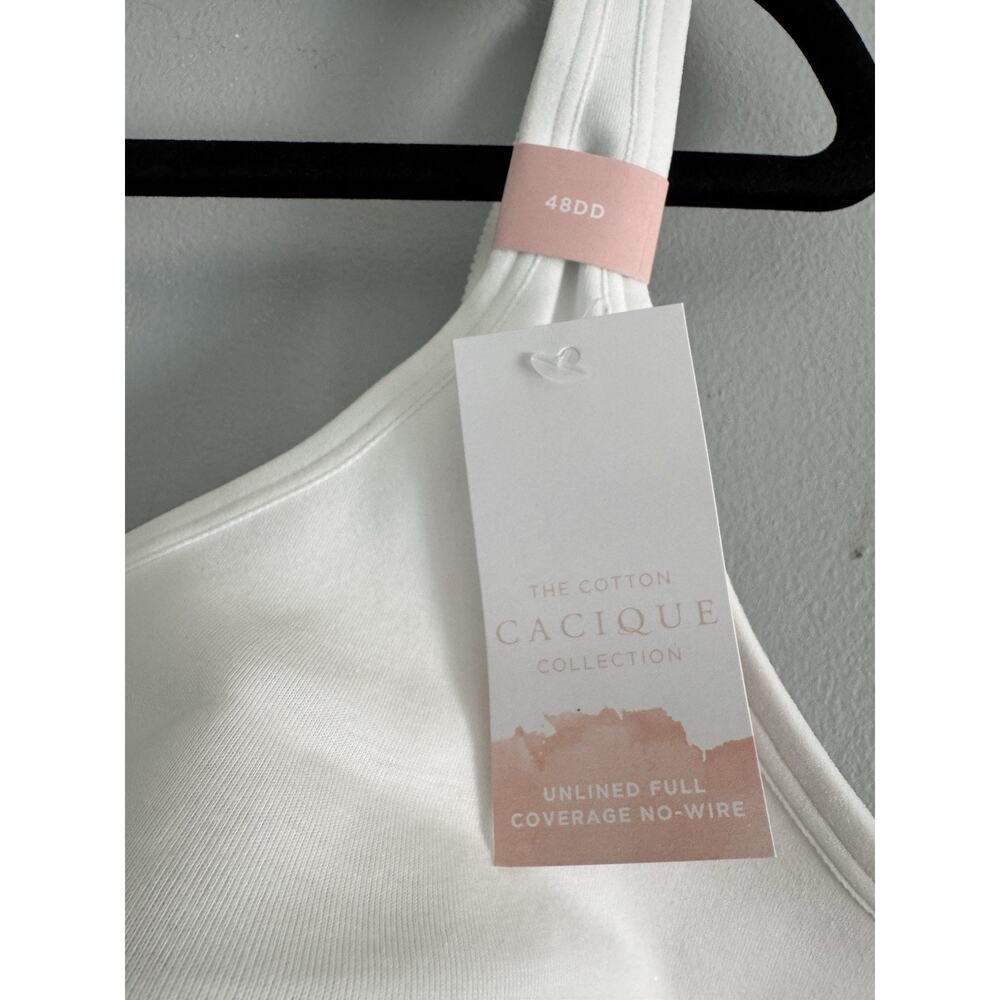 NWT Cacique Cotton Unlined No Wire Bra Size 48DD Bright White Supportive Comfort - Picture 6 of 7